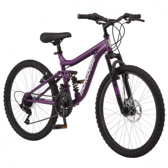 Mongoose Major Mountain Bike, 24-inch wheels, 21 speeds, purple, womens style frame