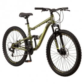 Mongoose Bash Suspension Mountain Bike, 21 Speeds, 26 In. Wheels, Green