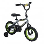 Huffy 12 Inch Rock It Boy's Sidewalk Bike, Silver Matte and Lime