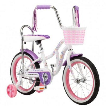 Schwinn Bloom kids bike, 16-inch wheel, training wheels, girls, white