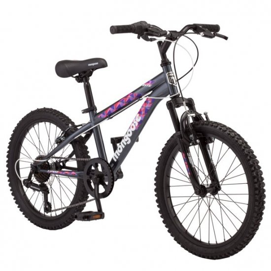 Mongoose Byte Mountain Bike, 20\" wheels, 7 speeds, girls frame, ages 6 and up, Grey