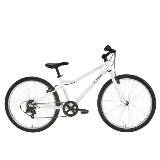 Decathlon Riverside 100, 24\" Hybrid Kid\'s Bike, 4\'5\" to 4\'11\", White